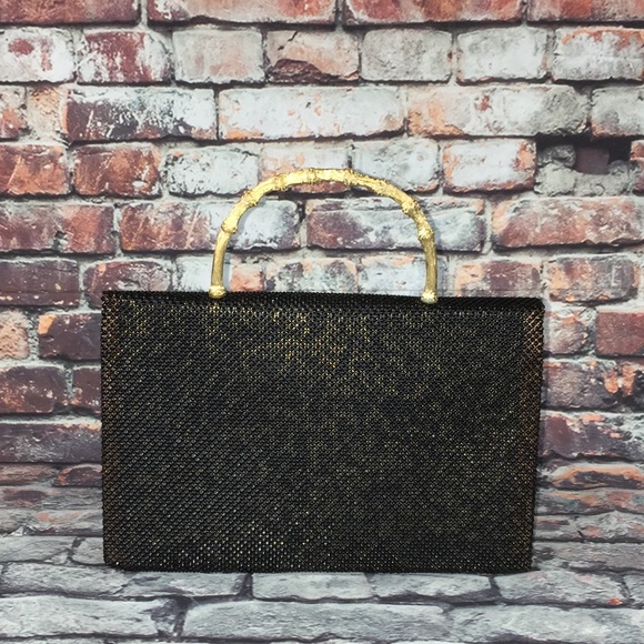 Whiting & Davis Vintage Mesh Black gold Purse - Picture 2 of 8